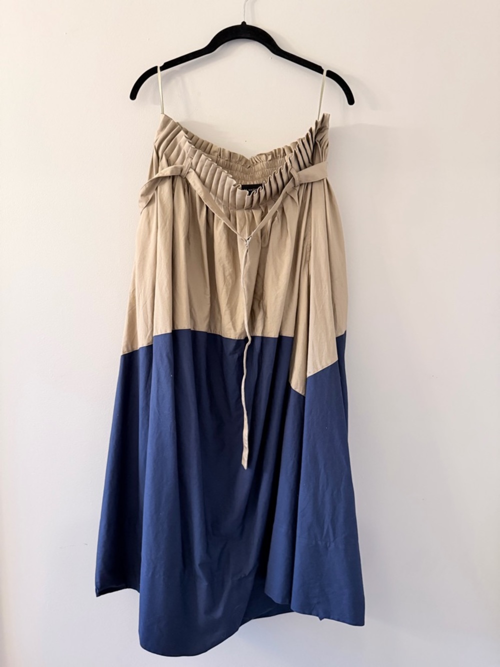 Lee Mathews Beige and Navy Colorblock A-Line Maxi Skirt